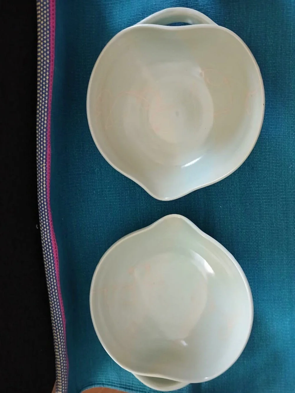 New Studio Artisan Pottery Pale Green Ceramic Mixing Bowls - Set of 2